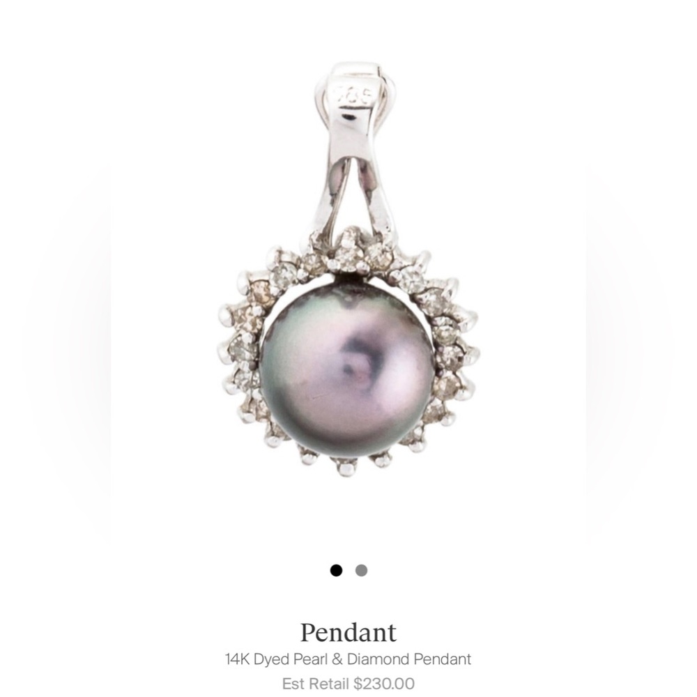 14K white gold pendant with 0.08 carats of single cut diamonds,
